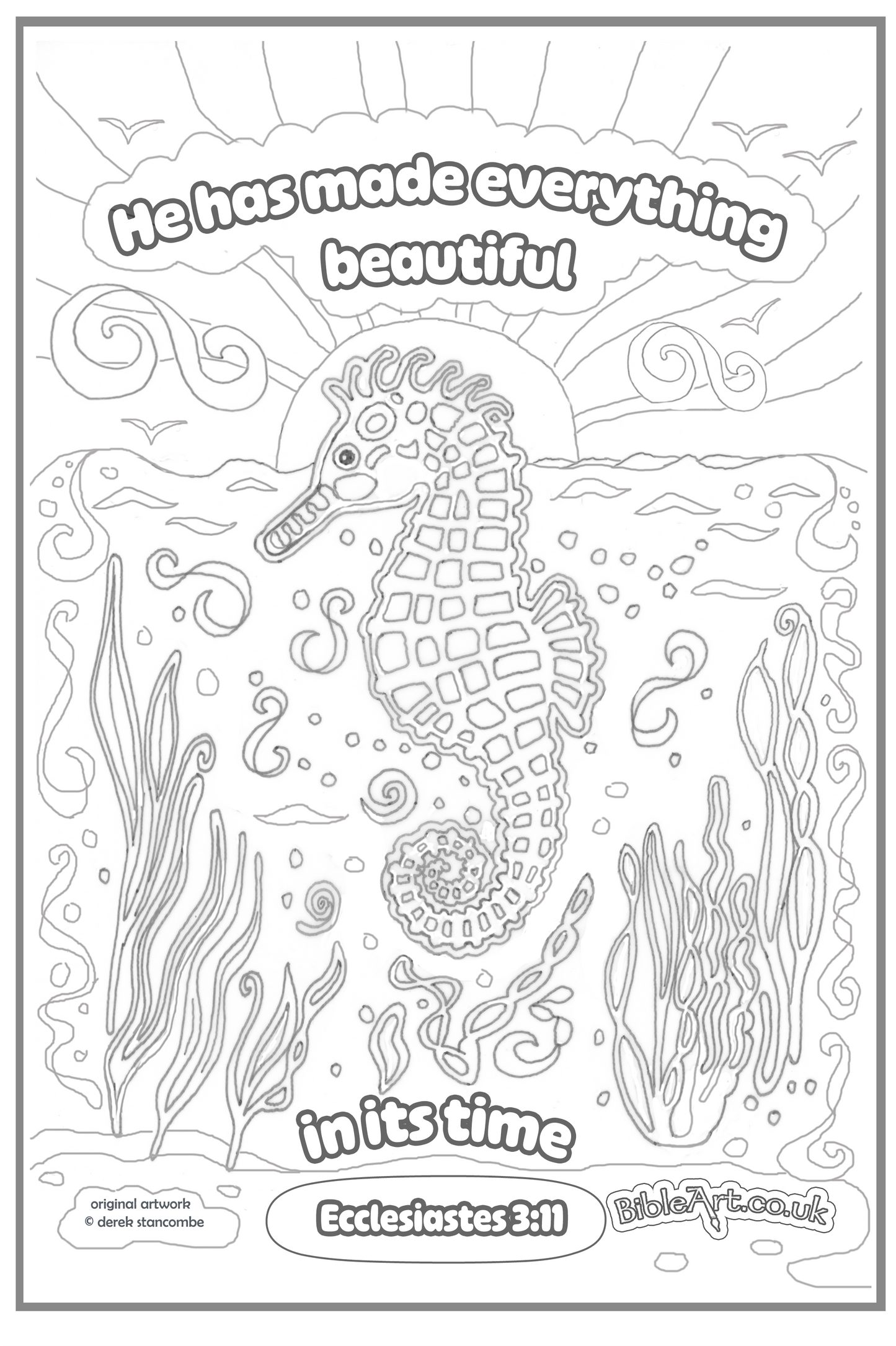 Colour-in A4 Seahorse