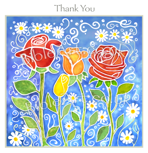 'Thank you card (Roses + Daisies) - (6x6" with envelope)