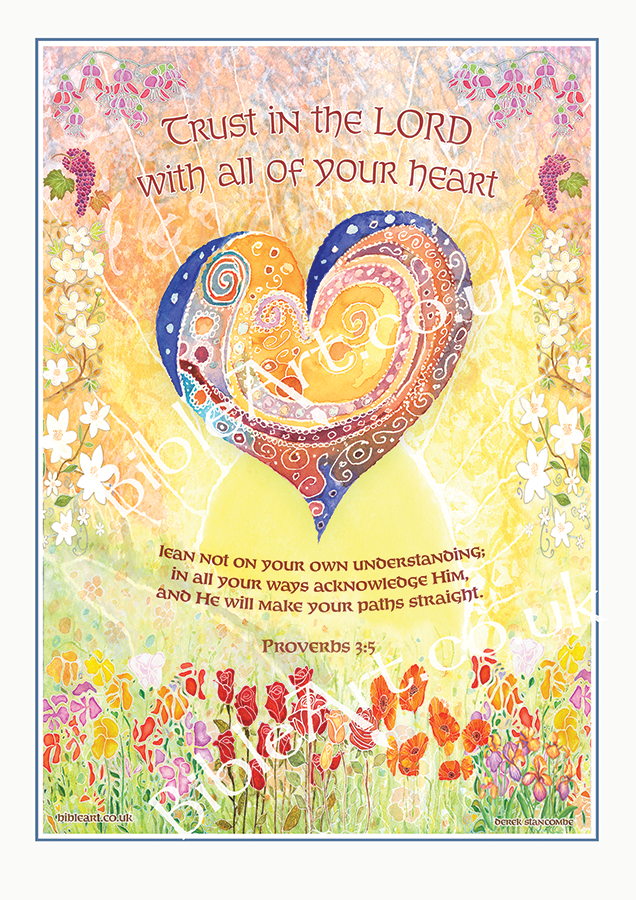 Trust in the LORD with all of your heart - (Heart-Flowers - A4/A3 art print)