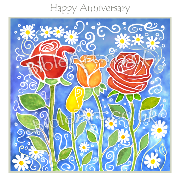 Anniversary card (Roses + Daisies) - (6x6" with envelope)