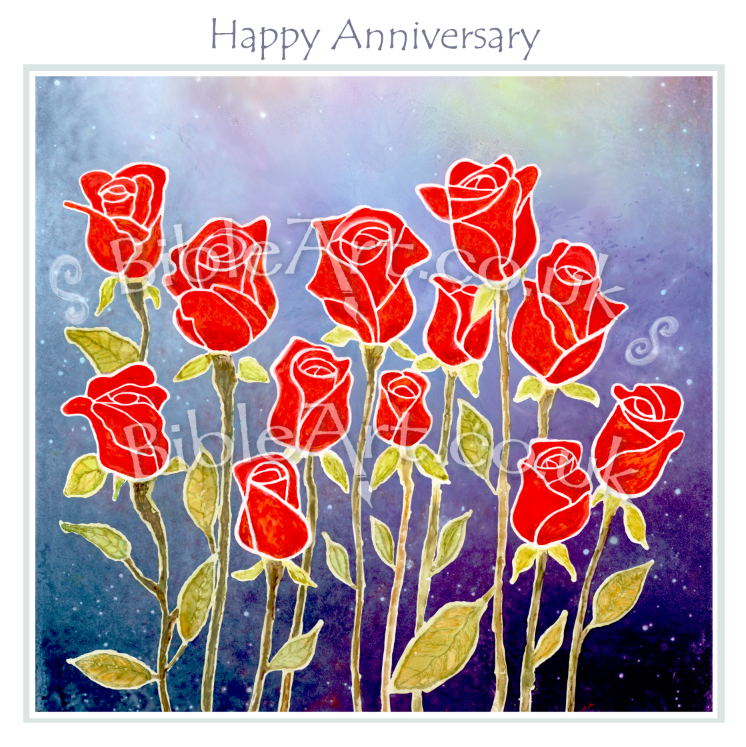 Anniversary card (Red Roses theme) - (6x6" with envelope) (Copy)