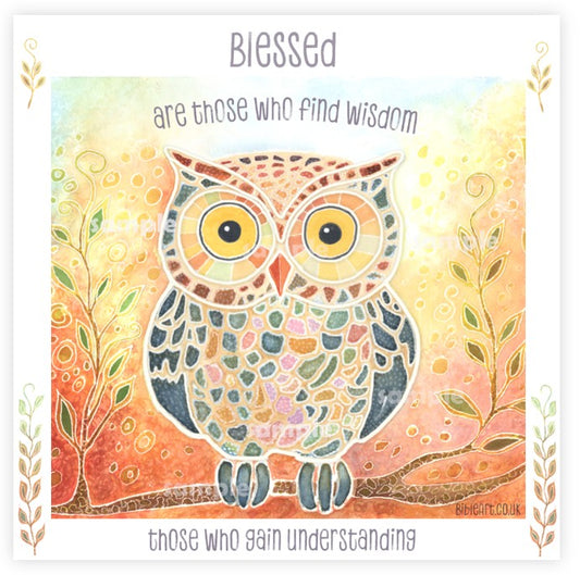 Wisdom and Blessing (Proverbs 3:13) Owl art print