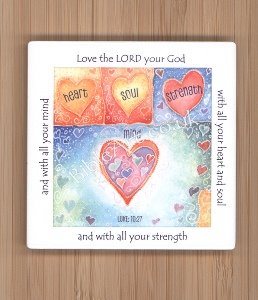 Love the Lord your God with all your heart (Tapestry) Coaster