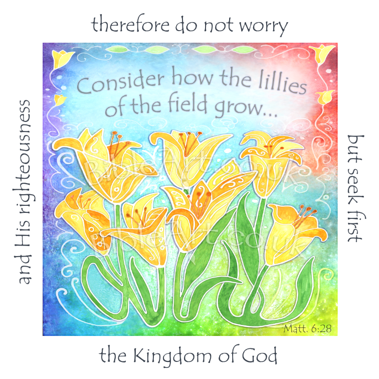 Consider the Lilies of the field - Do Not Worry (Yellow Lilies) Coaster