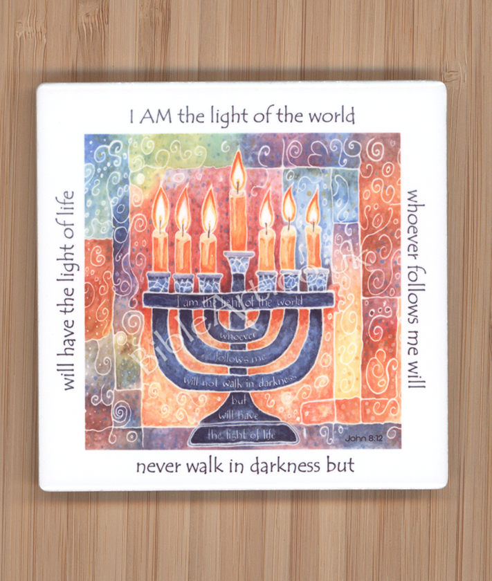 I AM the light of the world (Menorah) Coaster