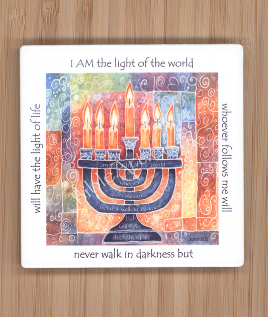 I AM the light of the world (Menorah) Coaster