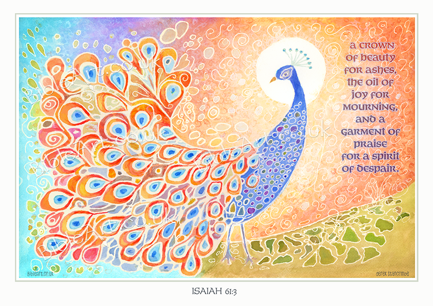 Peacock Print: a Garment of Praise (Isaiah 61:3)