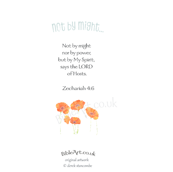 Not by Might  (Poppies greeting Card)