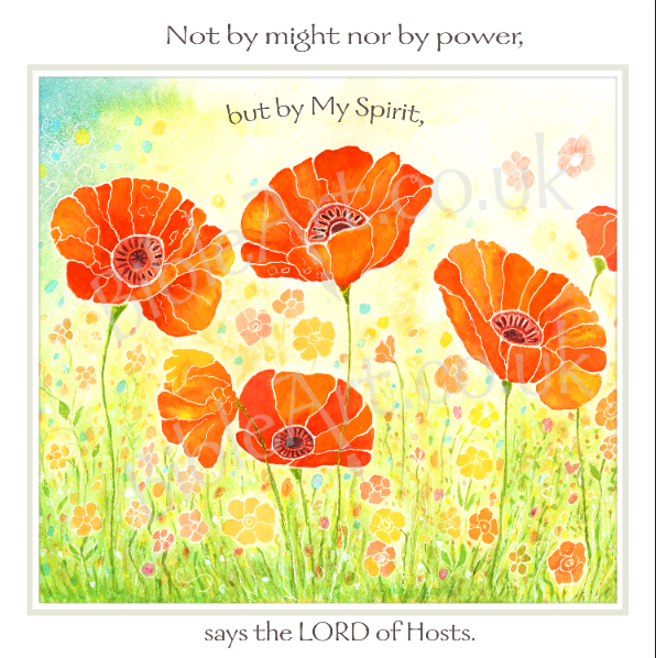 Not by Might  (Poppies greeting Card)