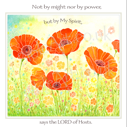 Not by Might  (Poppies greeting Card)