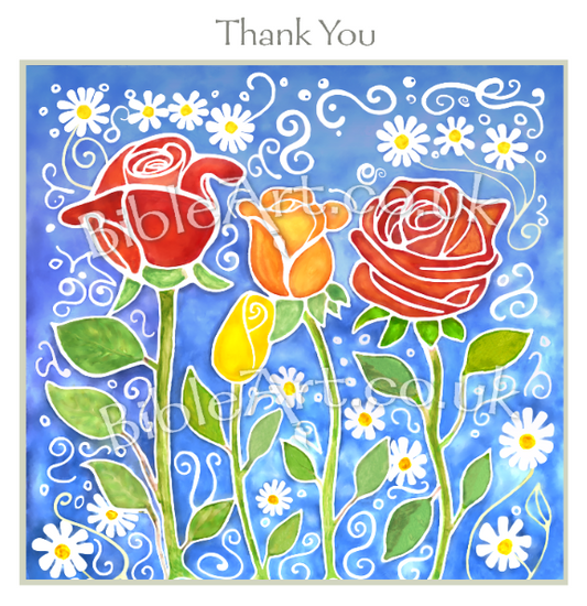 'Thank you card (Roses + Daisies) - (6x6" with envelope)