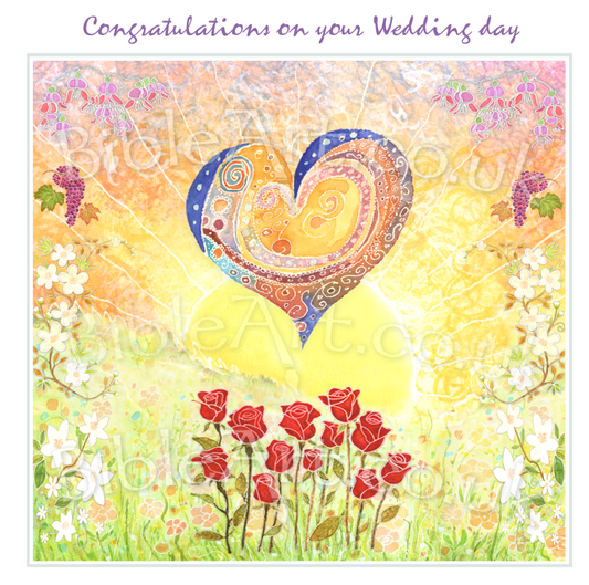 Wedding Congratulations card (Heart roses theme) - (6x6" with envelope)