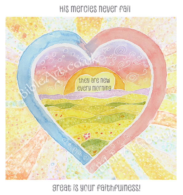 His mercies are new every morning (heart-sunrise) Card