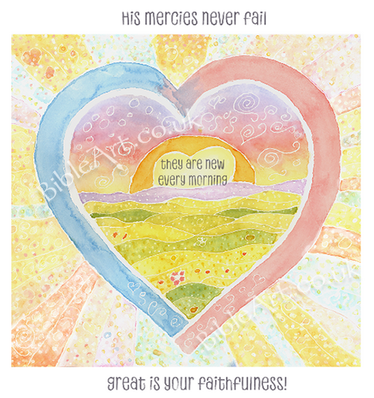 His mercies are new every morning (heart-sunrise) Card