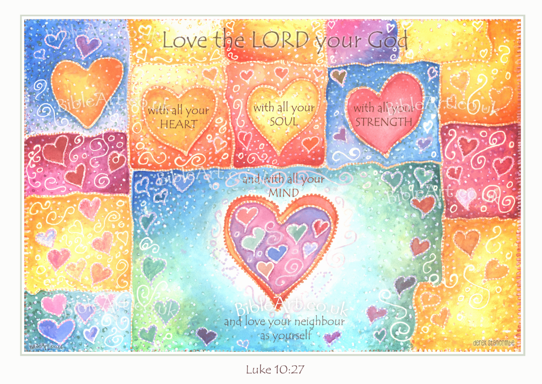 Love the LORD your God with all your heart - (Heart-Tapestry - A4/A3 art print)