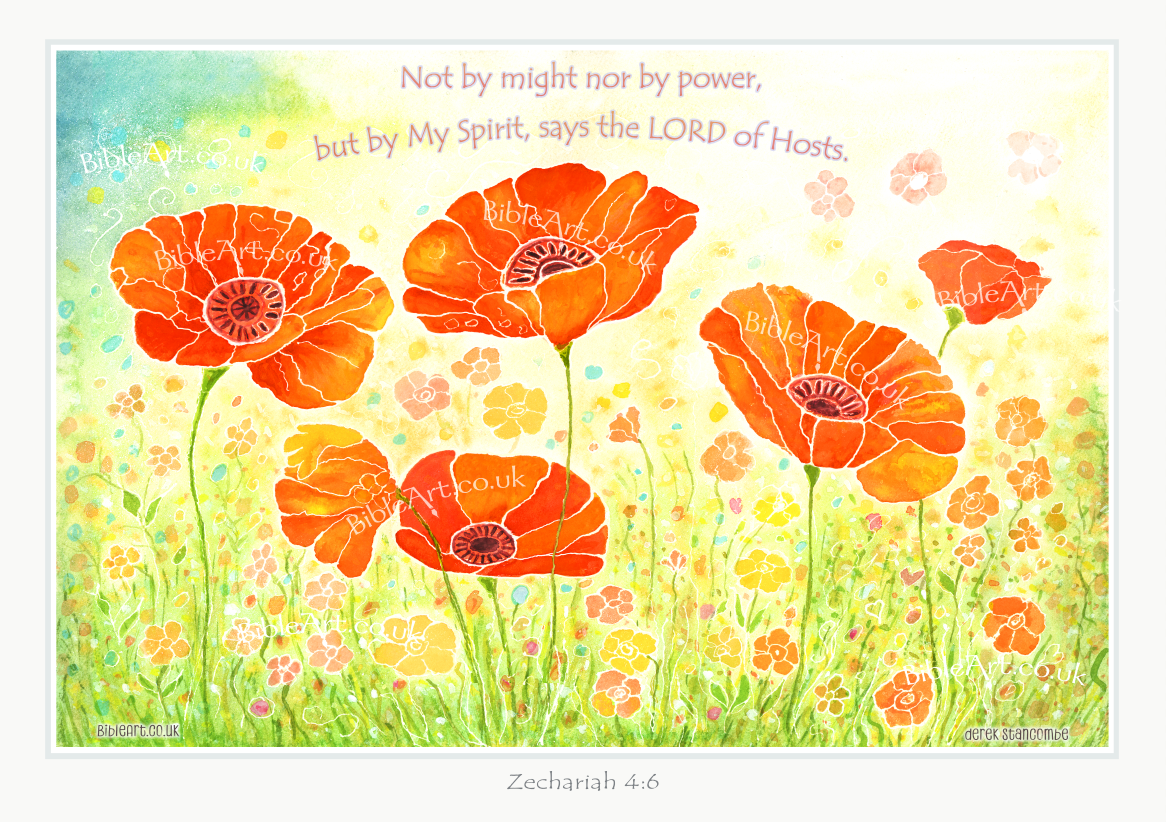 Not by Might - (Poppies  - A4 / A3 art print)