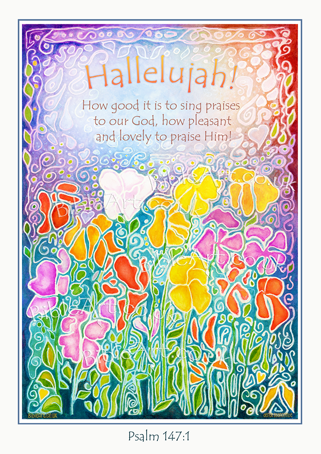 Sweet Pea art print: Hallelujah - how good it is to sing praises to our God. (Psalm 147:1)