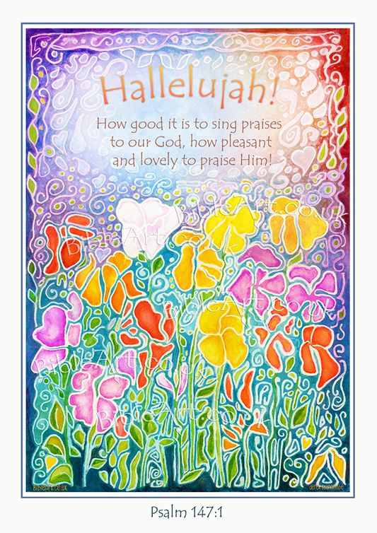 Sweet Pea art print: Hallelujah - how good it is to sing praises to our God. (Psalm 147:1)